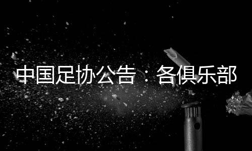 中国足协公告：各俱乐部工资奖金确认 仍有球队未交